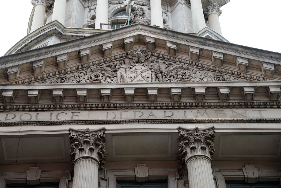 07-3 The Pediment Over The Entrance Of The Former New York City Police Headquarters At 240 Centre St In Little Italy New York City